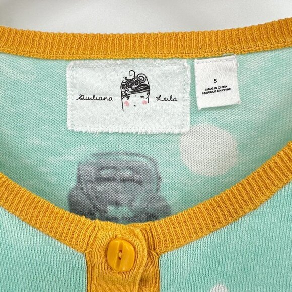 Anthropologie Giuliana Leila Road Rage Green Knit Punch Bug Small Cardigan - Picture 3 of 6